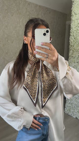 Leopard Print Silk Neck Scarf