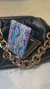 Tribal Print And Glitter Compact Mirror