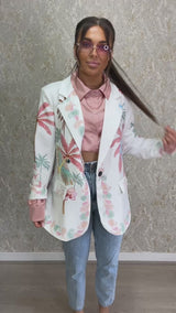 Parrot And Palm Tree Print Blazer