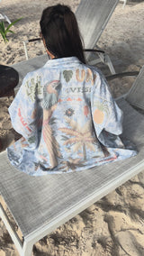 Oversized ‘Bora Bora’ Denim Look Acid Wash Shirt