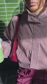 'Bonnie' - Gingham Check Funnel Neck Jacket