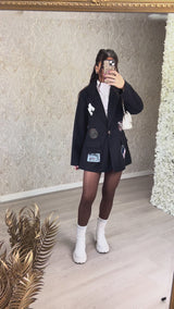 Varsity Blazer With Patch Work