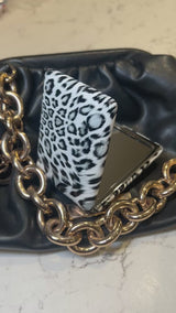 Grey Leopard Print Compact Mirror