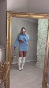 Plain Knitted Jumper And Skirt Set