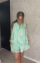 Mint Green Floral Rope Co-Ord Set