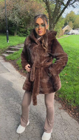 'Britney' - Luxe Faux Fur Belted Coat