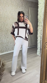 Chocolate And Cream 3/4 Sleeve Jumper