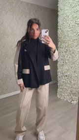 Black And Beige 2 Tone Blazer