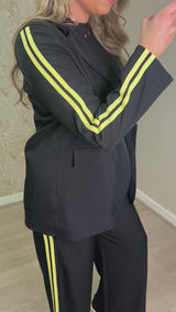 Oversized Blazer Co-Ord With Yellow Stripes