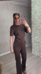 Super Soft Cinch Waist Top And Trouser Set
