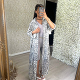 Paris Print Satin Shirt Dress/Kimono